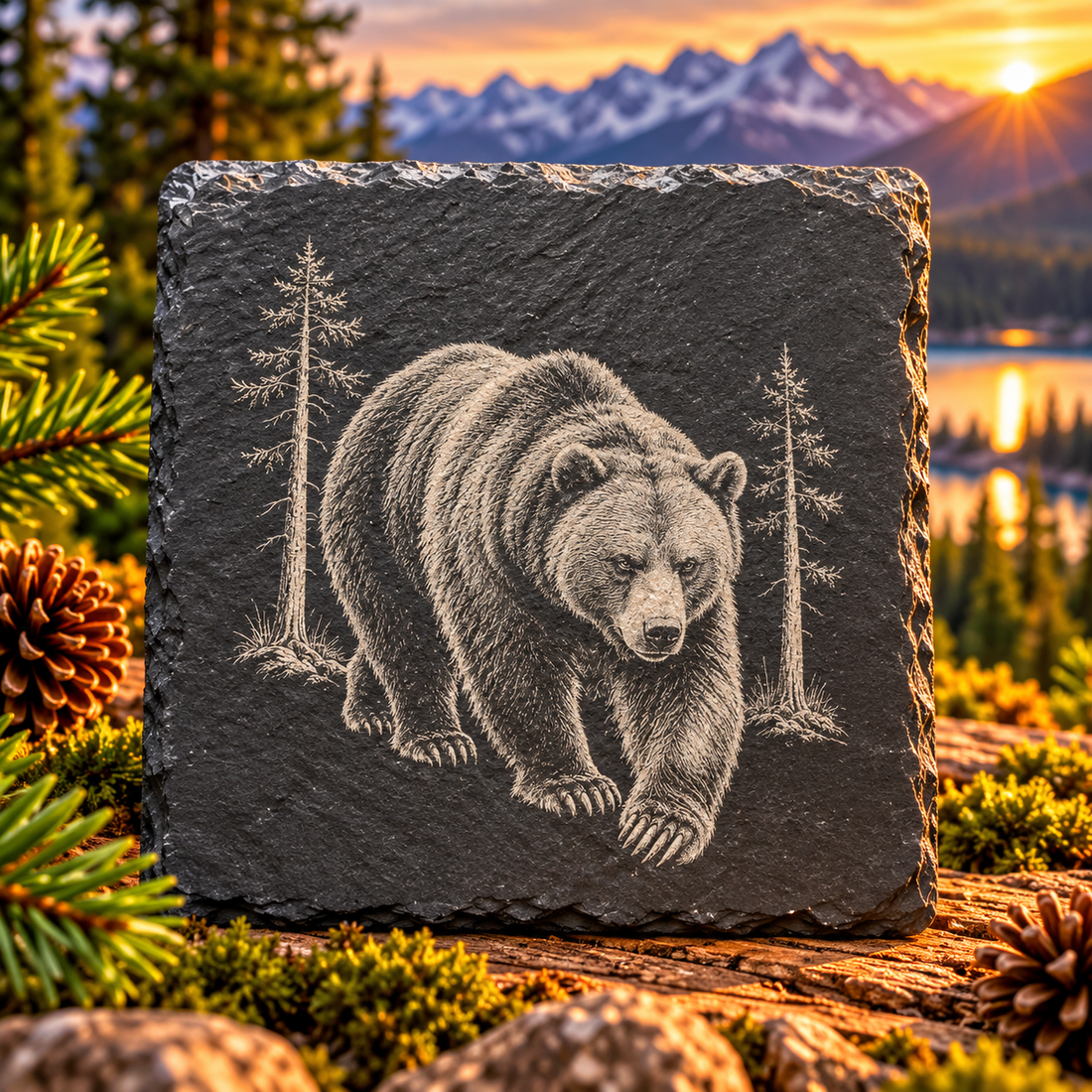 Wildlife Coaster Set - Bald Eagle - Elk -Bear - Wolf